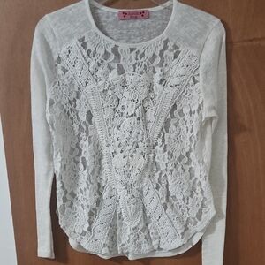 Pix White Lace Long Sleeve Top